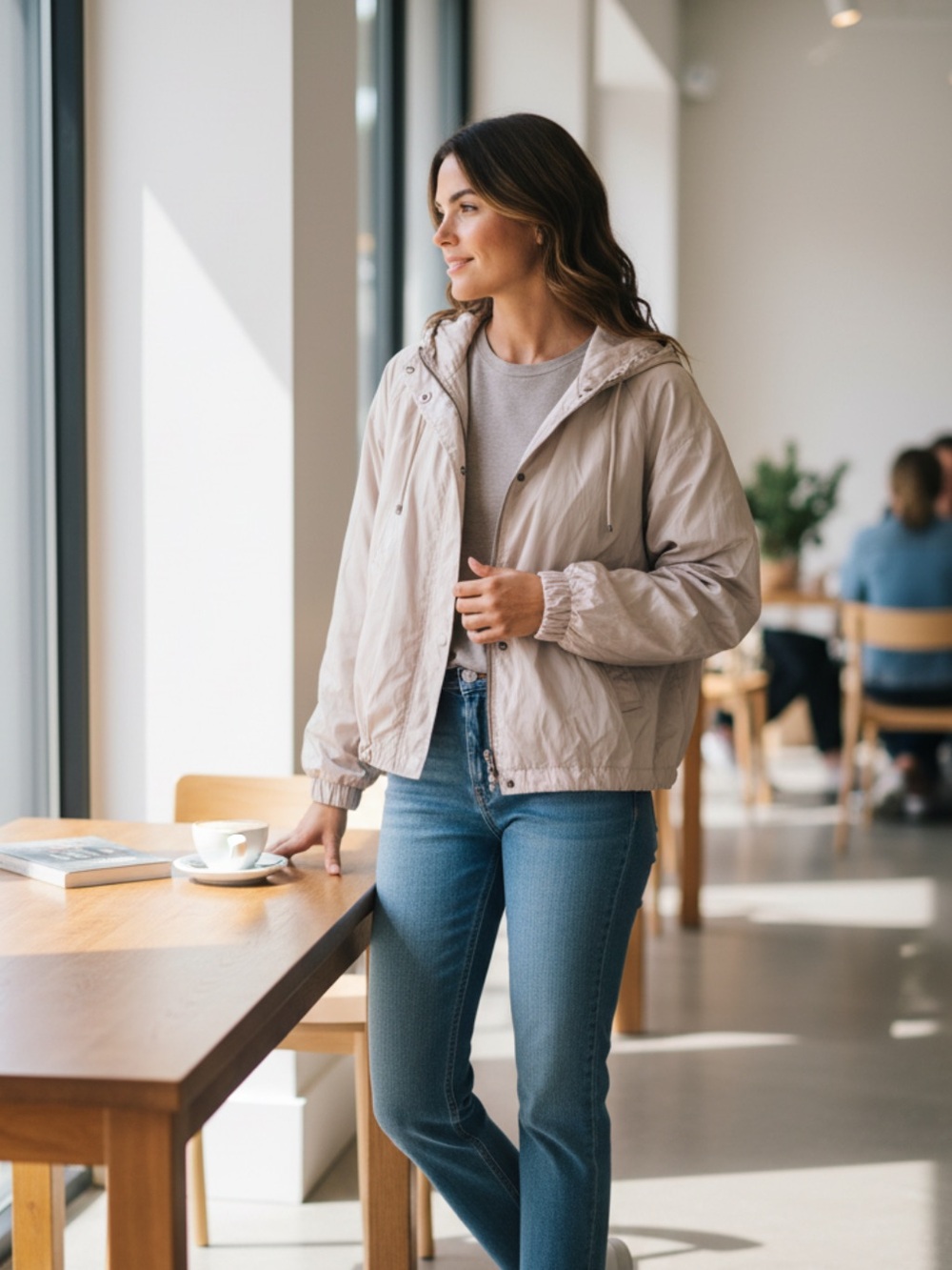 GAP oversized crop jacket with hoodie